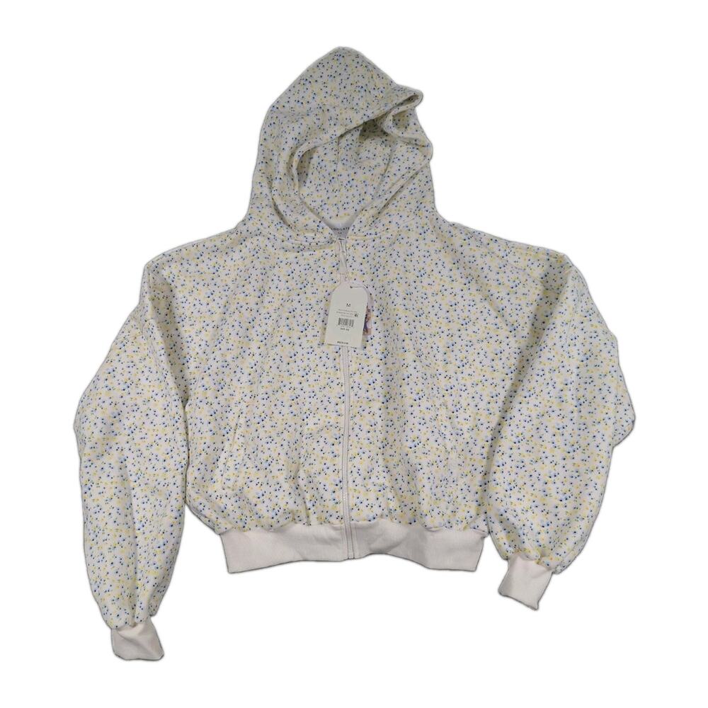 New Blogilates Women's Marshmallow Full Zip Hooded Sweatshirt White Size M